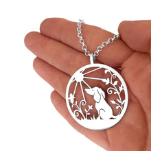 Load image into Gallery viewer, Dachshund Sunshine Pendant Necklace - Silver/14K Gold-Plated - WeeShopyDog