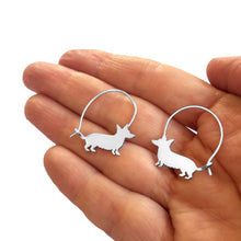 Load image into Gallery viewer, Corgi Hoop Earrings - Silver/14K Gold-Plated |Line - WeeShopyDog
