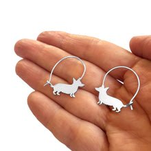 Load image into Gallery viewer, Corgi Hoop Earrings - Silver/14K Gold-Plated |Line - WeeShopyDog