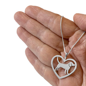 Beagle Necklace - Silver Heart Pendant - WeeShopyDog