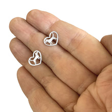 Load image into Gallery viewer, Beagle Earrings - Silver Stud Heart - WeeShopyDog