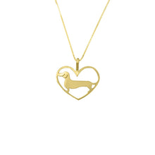 Load image into Gallery viewer, Dachshund Pendant Necklace - Silver/14K Gold-Plated |Line Heart - WeeShopyDog