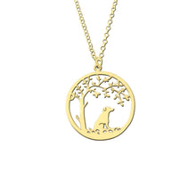 Load image into Gallery viewer, Jack Russell Pendant Necklace - 14K Gold-Plated - Tree Of Life - WeeSopyDog
