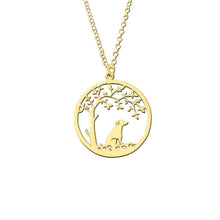 Load image into Gallery viewer, Jack Russell Pendant Necklace - 14K Gold-Plated - Tree Of Life - WeeSopyDog