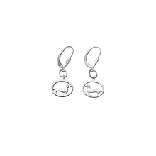 Load image into Gallery viewer, Dachshund Dangle Leverback Earrings - Silver |Line Oval - WeeShopyDog