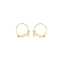 Load image into Gallery viewer, Dachshund Hoop Earrings - Silver/14K Gold-Plated |Line - WeeShopyDog
