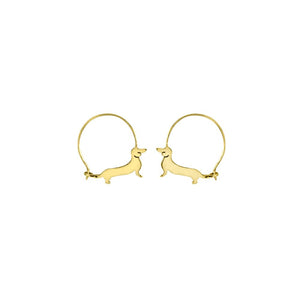 Dachshund Hoop Earrings - Silver/14K Gold-Plated |Line - WeeShopyDog
