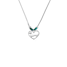 Load image into Gallery viewer, Dachshund Pendant Necklace- Silver Turquoise |Line Heart - WeeShopyDog
