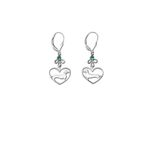 Load image into Gallery viewer, Dachshund Dangle Earrings - Silver and Amethyst/Turquoise |Line Heart - WeeShopyDog