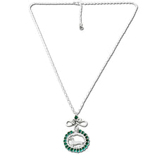 Load image into Gallery viewer, Dachshund Pendant Necklace - Silver and Turquoise |Line Oval Butterfly - WeeShopyDog