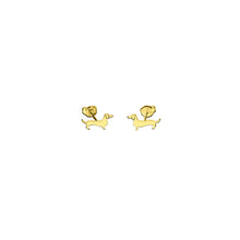 Load image into Gallery viewer, Dachshund Stud Earrings - Silver/14K Gold-Plated |Line - WeeShopyDog
