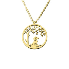 Load image into Gallery viewer, Dachshund Little Tree Of Life Pendant Necklace - Silver/14K Gold-Plated - WeeShopyDog