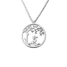 Load image into Gallery viewer, Dachshund Little Tree Of Life Pendant Necklace - Silver/14K Gold-Plated - WeeShopyDog