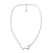 Load image into Gallery viewer, Dachshund Long Haired Necklace and Stud Earrings SET - Silver - WeeShopyDog