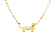 Load image into Gallery viewer, Long Haired Dachshund Pendant Necklace - Silver/14K Gold-Plated