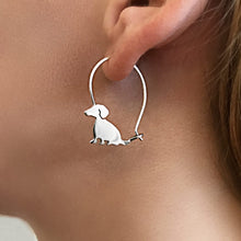 Load image into Gallery viewer, Dachshund Hoop Earring - Silver |Love - WeeShopyDog