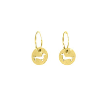 Load image into Gallery viewer, Dachshund Hoop Dangle Earrings - Silver/14K Gold-Plated |Line Circle - WeeShopyDog