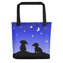 Load image into Gallery viewer, Dachshund Night Love - Color Tote Bag - WeeShopyDog
