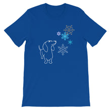 Load image into Gallery viewer, Dachshund Snowflakes - Unisex/Men's T-shirt - WeeShopyDog