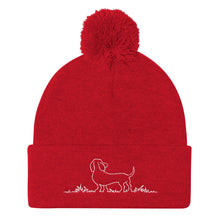 Load image into Gallery viewer, Dachshund Grass - Pom Pom Knit Beanie - WeeShopyDog