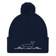 Load image into Gallery viewer, Dachshund Line Grass - Pom Pom Knit Beanie - WeeShopyDog