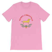 Load image into Gallery viewer, Dachshund Merry Christmas II - Unisex/Men's T-shirt - WeeShopyDog