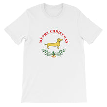 Load image into Gallery viewer, Dachshund Merry Christmas II - Unisex/Men's T-shirt - WeeShopyDog