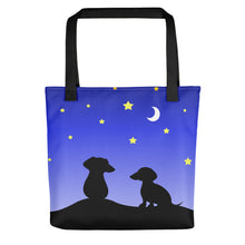 Load image into Gallery viewer, Dachshund Night Love - Color Tote Bag - WeeShopyDog
