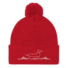 Load image into Gallery viewer, Dachshund Line Grass - Pom Pom Knit Beanie - WeeShopyDog