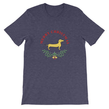 Load image into Gallery viewer, Dachshund Merry Christmas II - Unisex/Men's T-shirt - WeeShopyDog