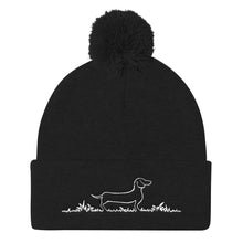 Load image into Gallery viewer, Dachshund Line Grass - Pom Pom Knit Beanie - WeeShopyDog