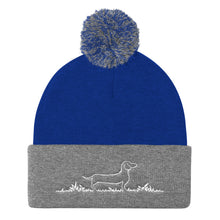 Load image into Gallery viewer, Dachshund Line Grass - Pom Pom Knit Beanie - WeeShopyDog