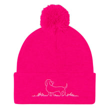 Load image into Gallery viewer, Dachshund Grass - Pom Pom Knit Beanie - WeeShopyDog