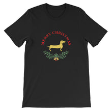 Load image into Gallery viewer, Dachshund Merry Christmas II - Unisex/Men's T-shirt - WeeShopyDog