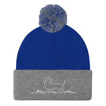 Load image into Gallery viewer, Dachshund Grass - Pom Pom Knit Beanie - WeeShopyDog
