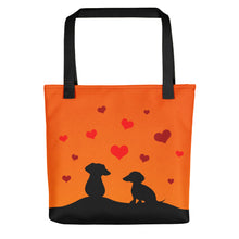 Load image into Gallery viewer, Dachshund In Love - Color Tote Bag - WeeShopyDog