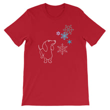 Load image into Gallery viewer, Dachshund Snowflakes - Unisex/Men's T-shirt - WeeShopyDog