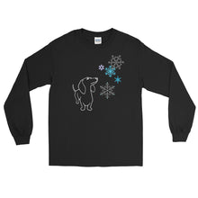 Load image into Gallery viewer, Dachshund Snowflakes - Long Sleeve T-Shirt - WeeShopyDog