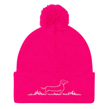 Load image into Gallery viewer, Dachshund Line Grass - Pom Pom Knit Beanie - WeeShopyDog