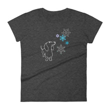 Load image into Gallery viewer, Dachshund Snowflakes - Women&#39;s T-shirt - WeeShopyDog
