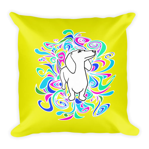 Dachshund Flower Color - Square Pillow - WeeShopyDog
