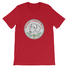 Load image into Gallery viewer, Dachshund Merry Christmas - Unisex/Men's T-shirt - WeeShopyDog