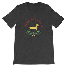 Load image into Gallery viewer, Dachshund Merry Christmas II - Unisex/Men's T-shirt - WeeShopyDog