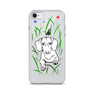 Dachshund Play Grass - iPhone Case