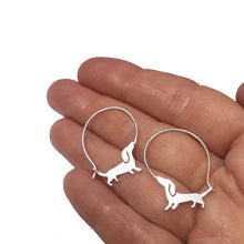 Load image into Gallery viewer, Dachshund Hoop Earrings - Handmade Silver |Mood - WeeShopyDog