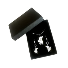 Load image into Gallery viewer, Dachshund Necklace and Dangle Earrings SET - Silver |I - WeeShopyDog