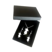Load image into Gallery viewer, Dachshund Necklace and Dangle Earrings SET - Silver |Friend - WeeShopyDog