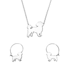 Load image into Gallery viewer, Shih Tzu Necklace and Hoop Earrings SET - Silver/14K Gold-Plated |Line