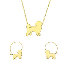 Load image into Gallery viewer, Shih Tzu Necklace and Hoop Earrings SET - Silver/14K Gold-Plated |Line