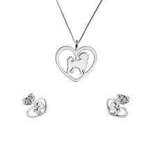 Load image into Gallery viewer, Shih Tzu Necklace and Stud Earrings SET - Silver/14K Gold-Plated |Heart